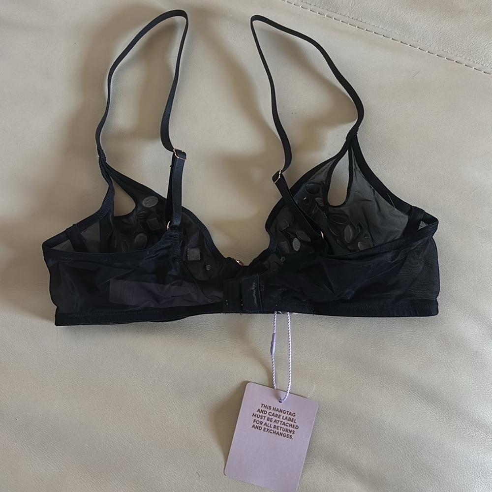NWT Savage Fenty Carnival Unlined Tricot Plunge Bra Jeweled Black - Picture 3 of 5